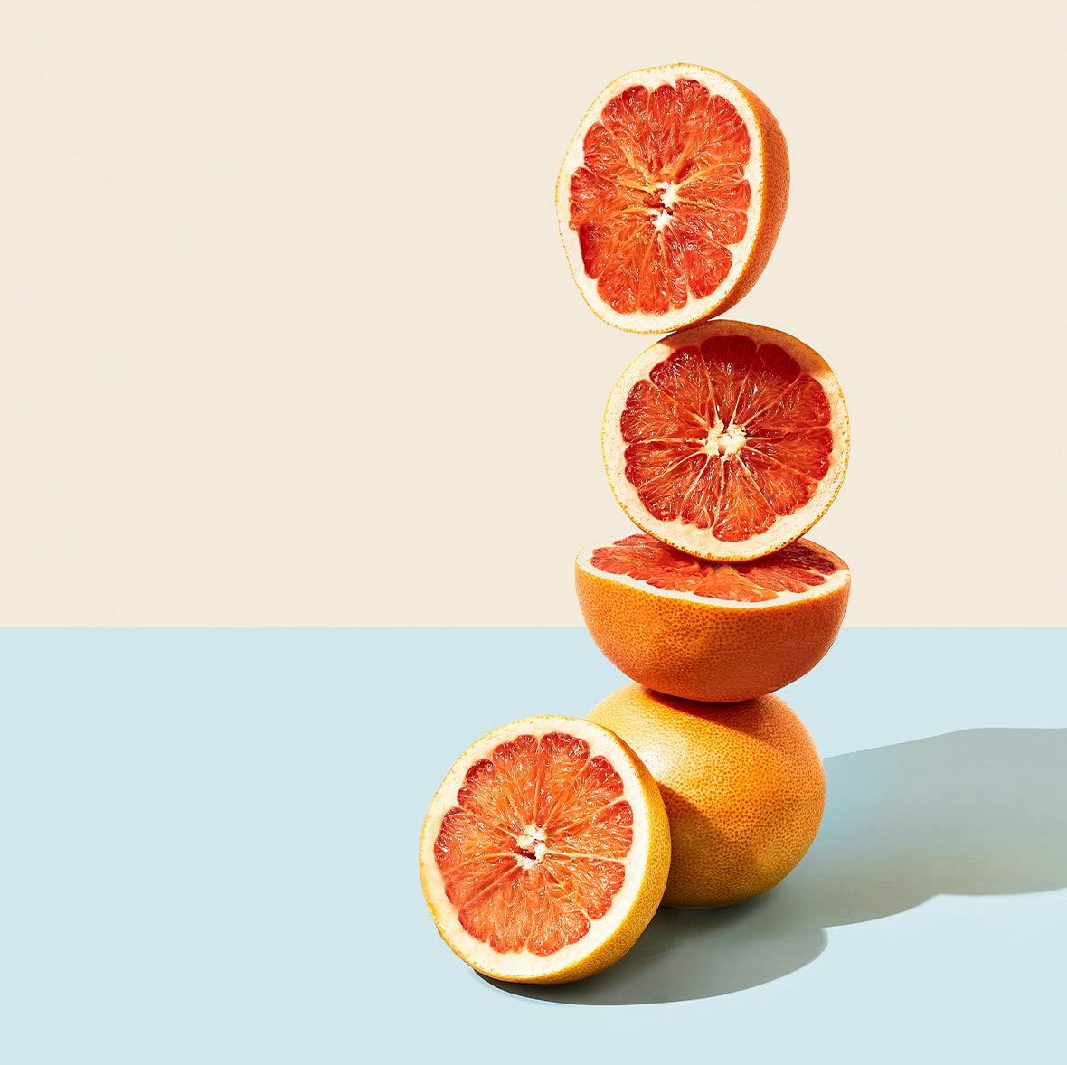 Stacked sliced grapefruit